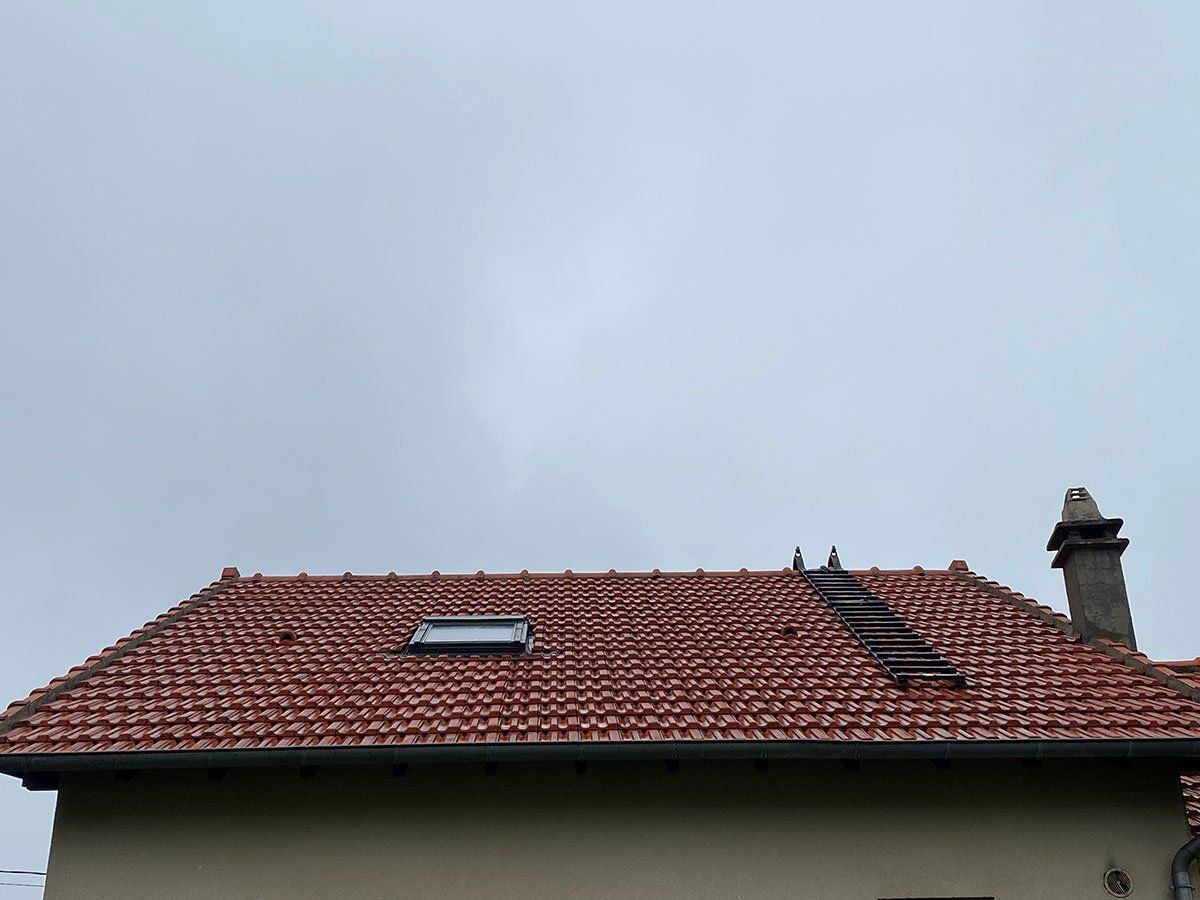 Toit d'une maison après démoussage de la toiture