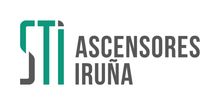 Logo de Ascensores Iruña en verde, gris y negro con diseño estilizado de ascensor.