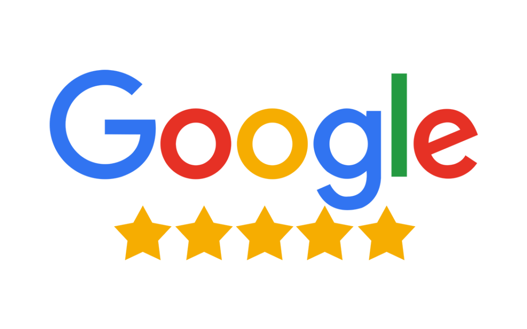 Vers les avis Google Logo Google avec cinq étoiles dorées.