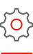 Graues Zahnradsymbol mit rotem Mittelpunkt und roter Unterstreichung, das einem Einstellungsknopf ähnelt.