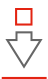 Ein rot umrandetes Quadrat über einem grauen, nach unten gerichteten Pfeilsymbol mit einer roten Linie darunter.