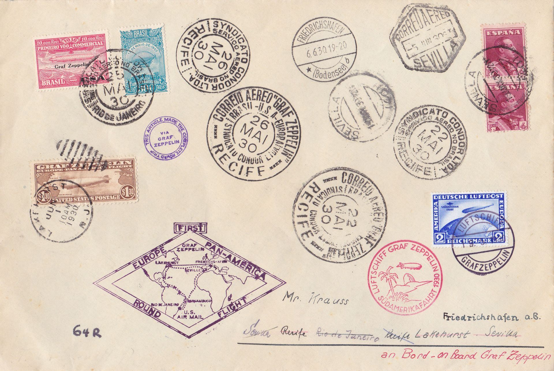 Ein an Monsieur Carterel adressierter Umschlag trägt eine Briefmarke
