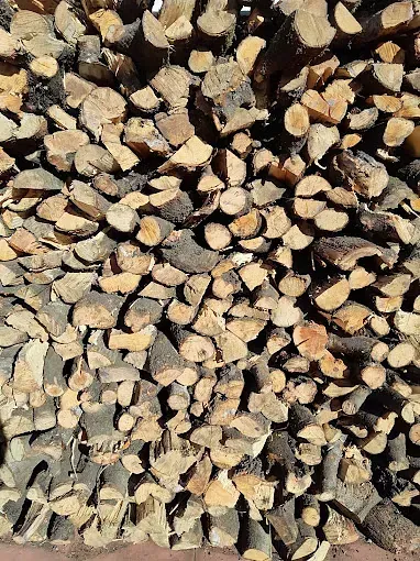 Una pila de troncos apilados uno encima del otro.