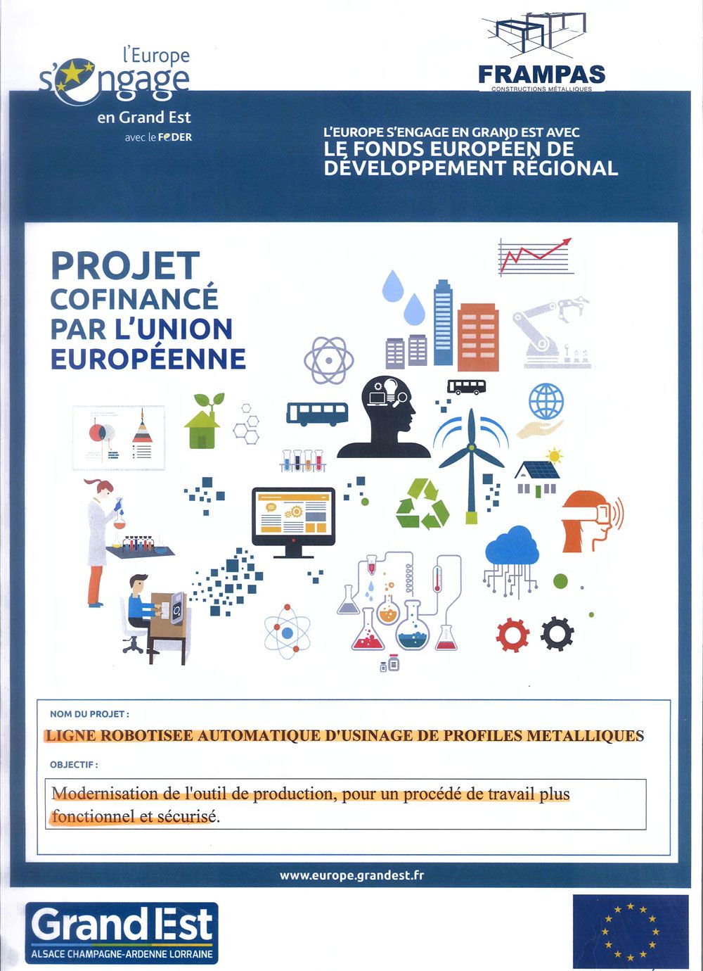 Affiche comportant le logo de l'Union européenne et le texte Projet cofinancé par l'Union européenne ainsi que diverses illustrations.