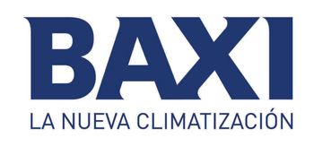 Logotipo de BAXI, marca de color azul oscuro con el texto 