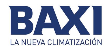 Logotipo de BAXI, marca de color azul oscuro con el texto 