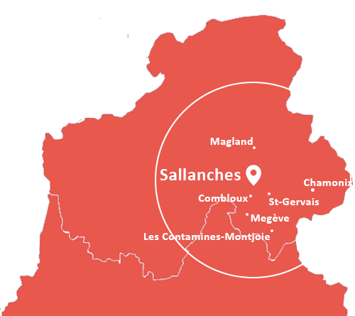 Carte représentant la zone d'intervention de l'entreprise