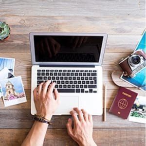 laptop and passport