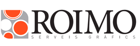 Logo for ROIMO, with orange circles and text "SERVICIOS GR&Aacute;FICOS".