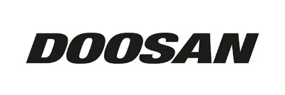 Logotipo de DOOSAN en letras negras en negrita sobre un fondo blanco.
