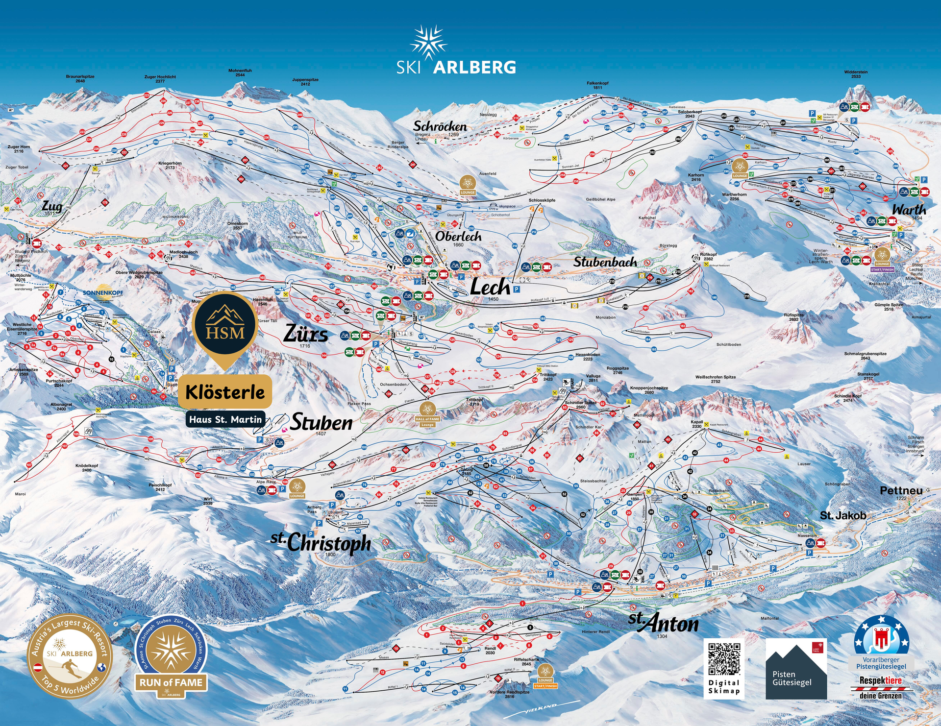 Klösterle, Haus St. Martin, Ski Arlberg Map
