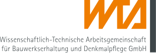 WTA-Logo: orangefarbener Text über grauem Text und rechts ein vertikales graues Rechteck.