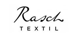 Rasch Textil-Logo in schwarzer Schrift, darunter „TEXTIL“ in serifenloser Schrift.