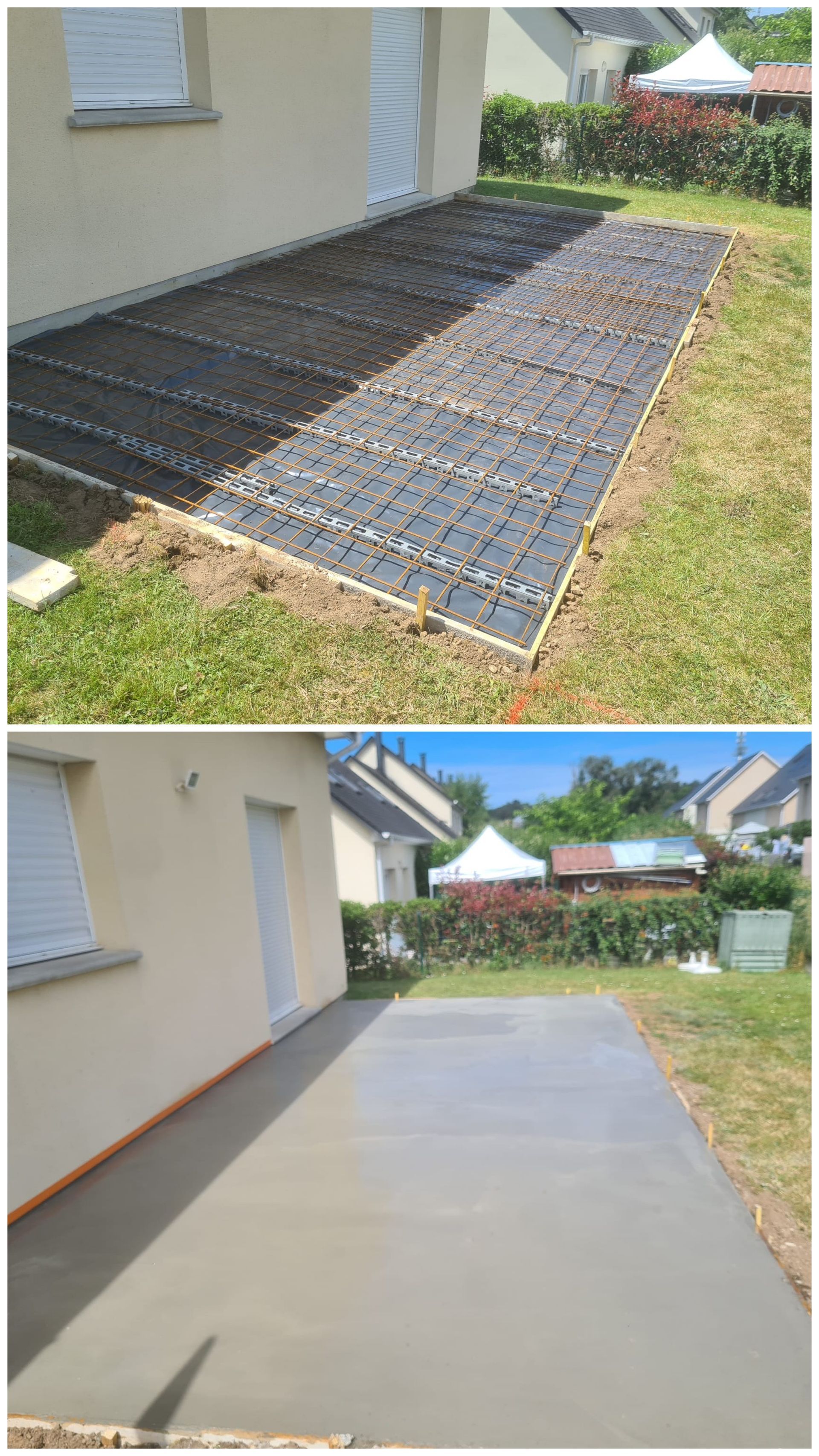 Avant et après la transformation d'une terrasse arrière