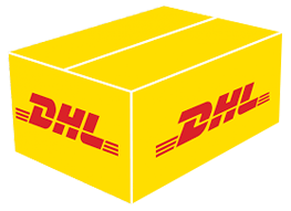 Una caja amarilla con el logotipo de DHL.
