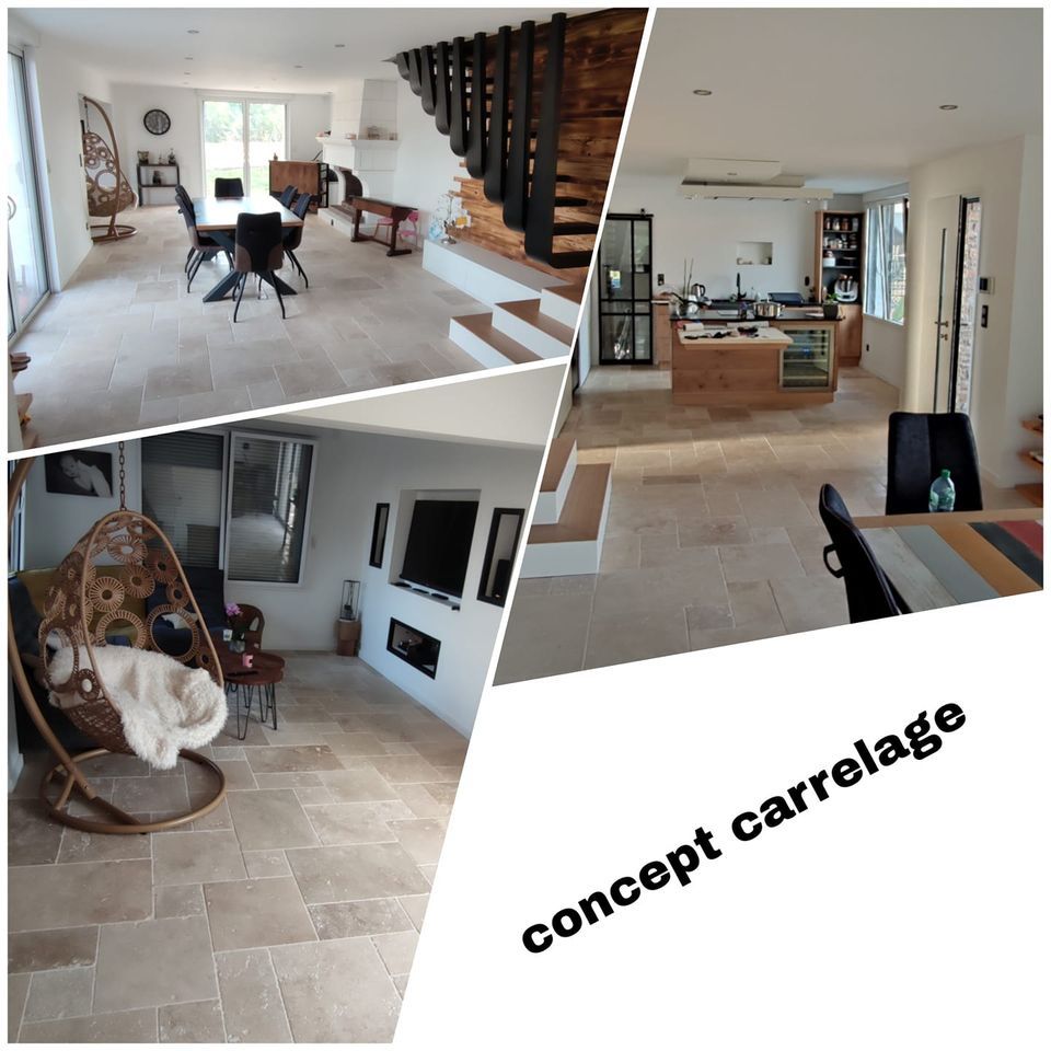 Pose de revêtement sol carrelage imitation pierre