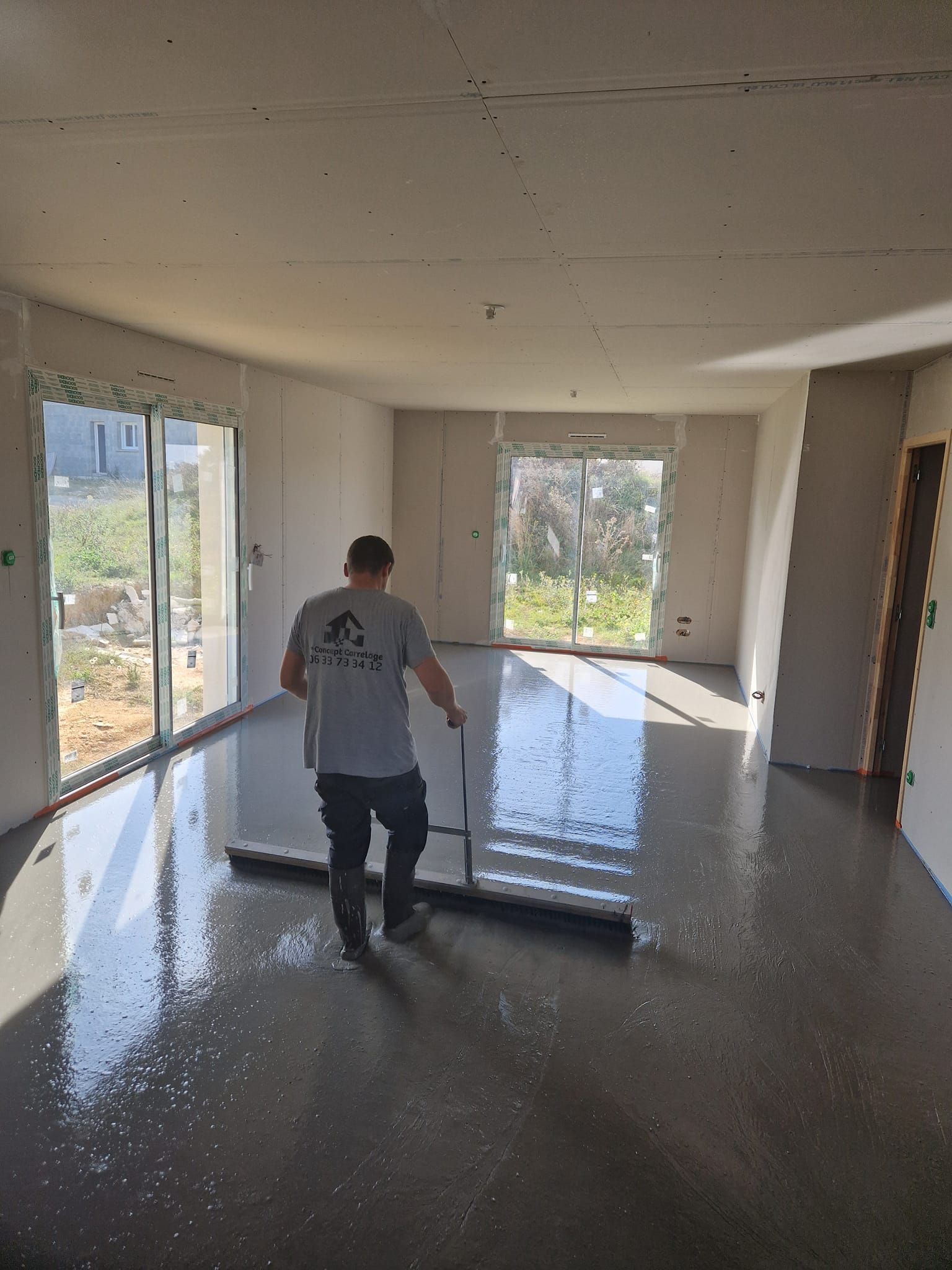 Pose d'une chape par notre professionnel