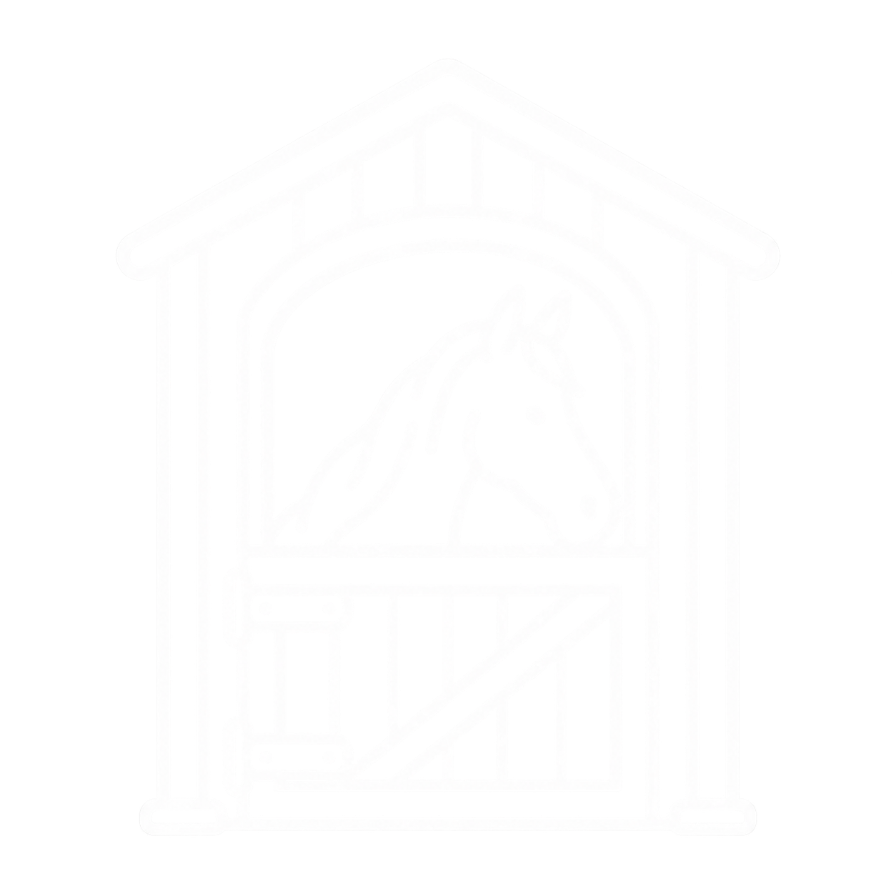 Silhouette légère d'une maison avec une porte centrale et un toit triangulaire, dessinée en gris très clair.