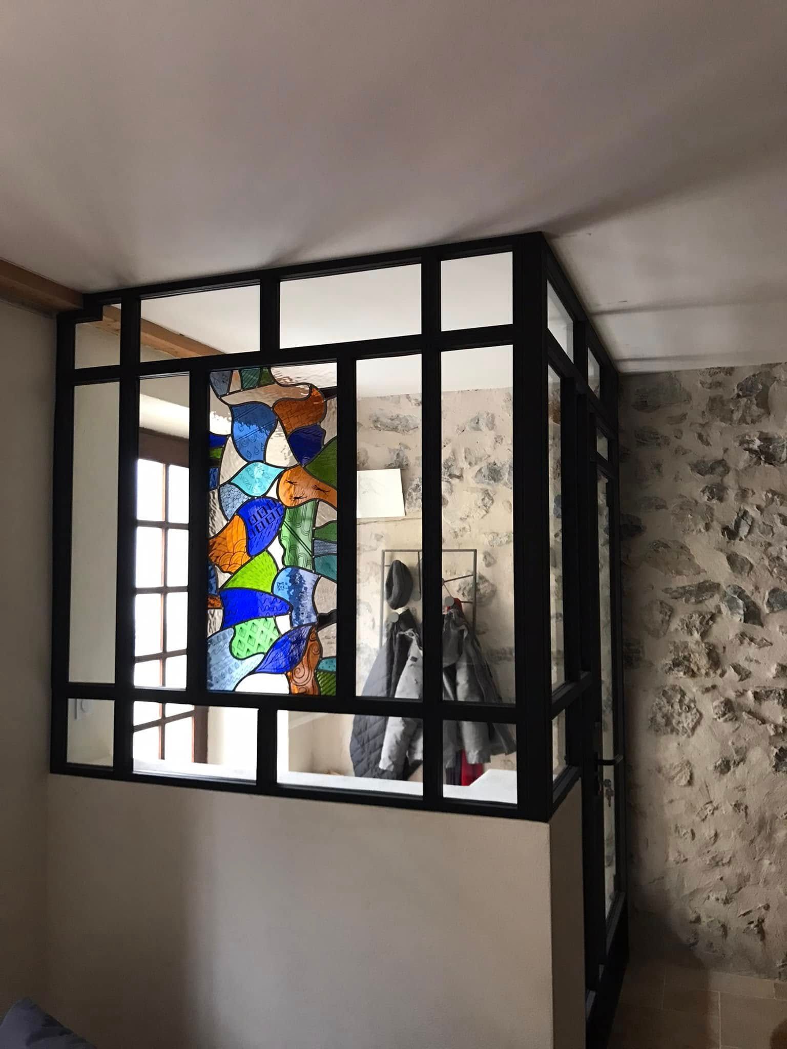 Vitrail verrière entrée de maison