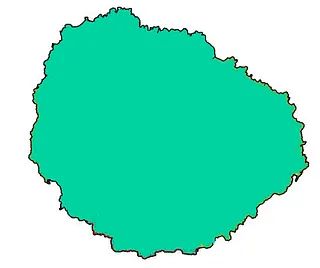 Un círculo verde con un contorno negro sobre un fondo blanco.