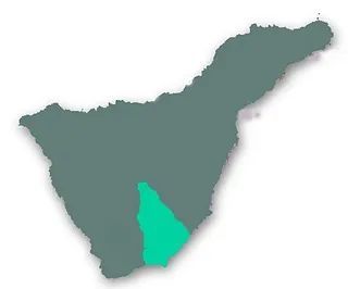 Un mapa de un país con un área verde resaltada en el medio.