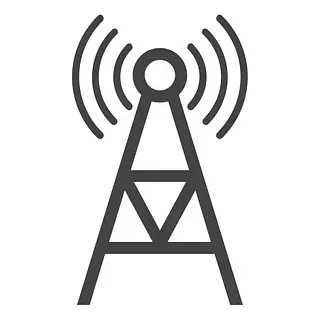 Torre de telefonía móvil emitiendo ondas de radio.
