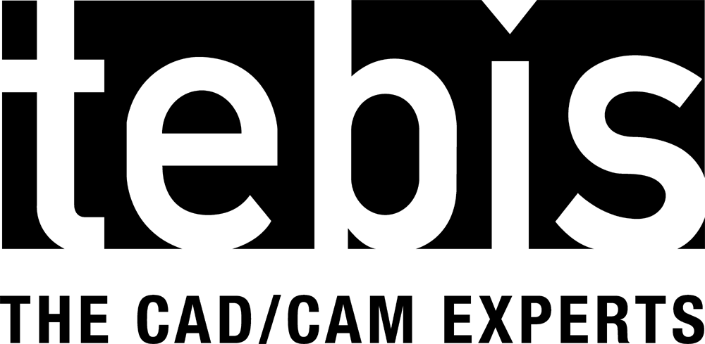 Logo für tebis, CAD/CAM-Experten. Weißer Text auf schwarzem Hintergrund.