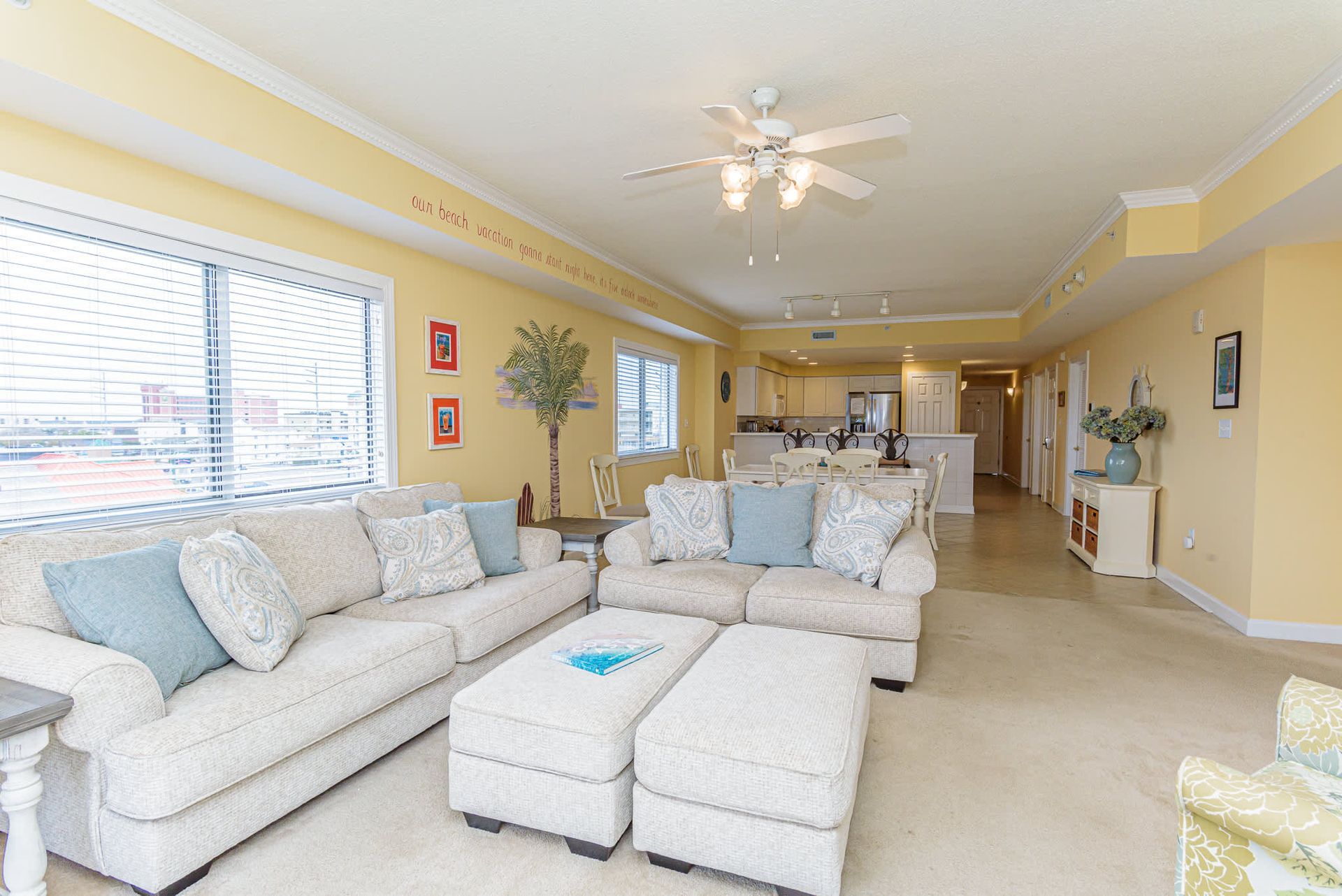 Luxury vacation rental interior with ocean view