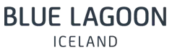 Blátt lón Íslands merki á hvítum grunni