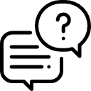 Symbolzeichnung Sprechblase mit Fragezeichen und ein Textfeld