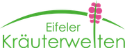 A logo for eifeler kräuterwelten with a pink flower