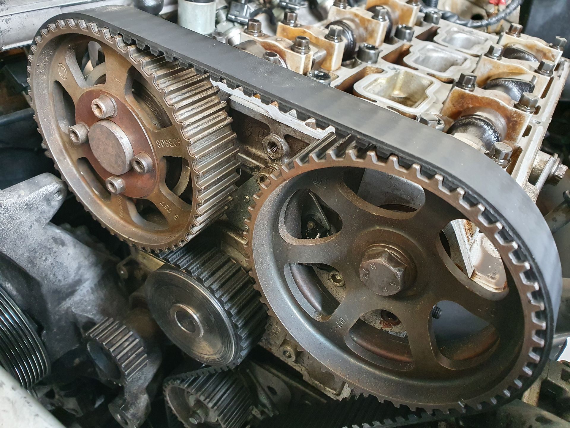 Des roues dentées et une courroie