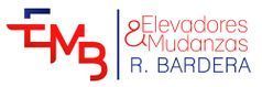 Logotipo con letras TMV rojas y azules y texto “Elevadores & Mudanzas R. Bardera”.