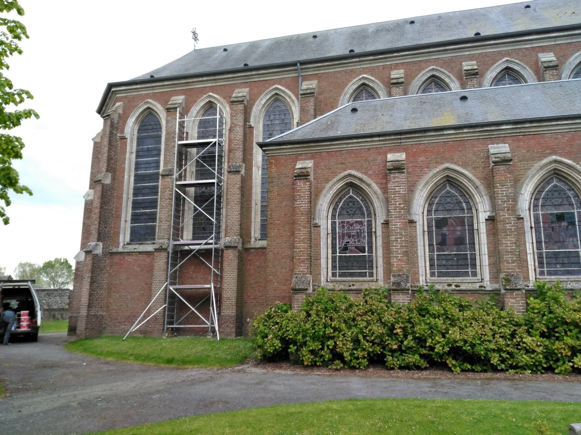 Restauration vitraux échafaudage