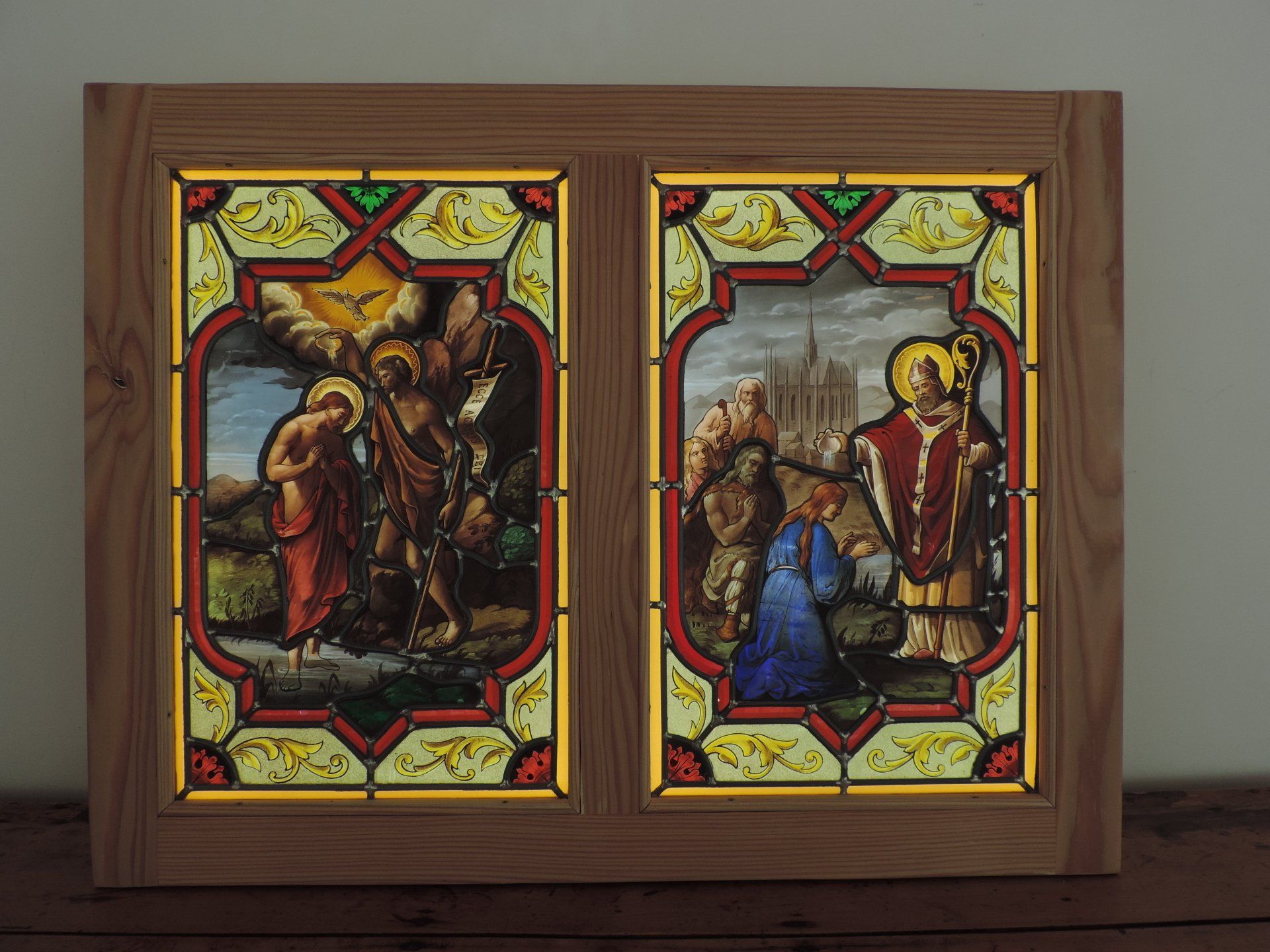 Restauration vitraux pose en caisson