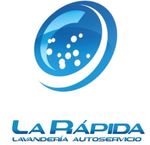 A blue and white logo for la rapida lavanderia autoservicio