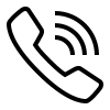 Un icono en blanco y negro de un teléfono del que salen ondas.