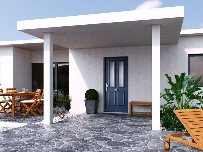 porte d'entrée blindée bleue
