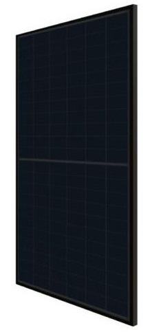 Panel solar negro. Rectangular, con líneas de cuadrícula oscuras y marco negro.