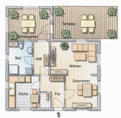 Grundriss EG Ferienhaus Alte Dorfschule