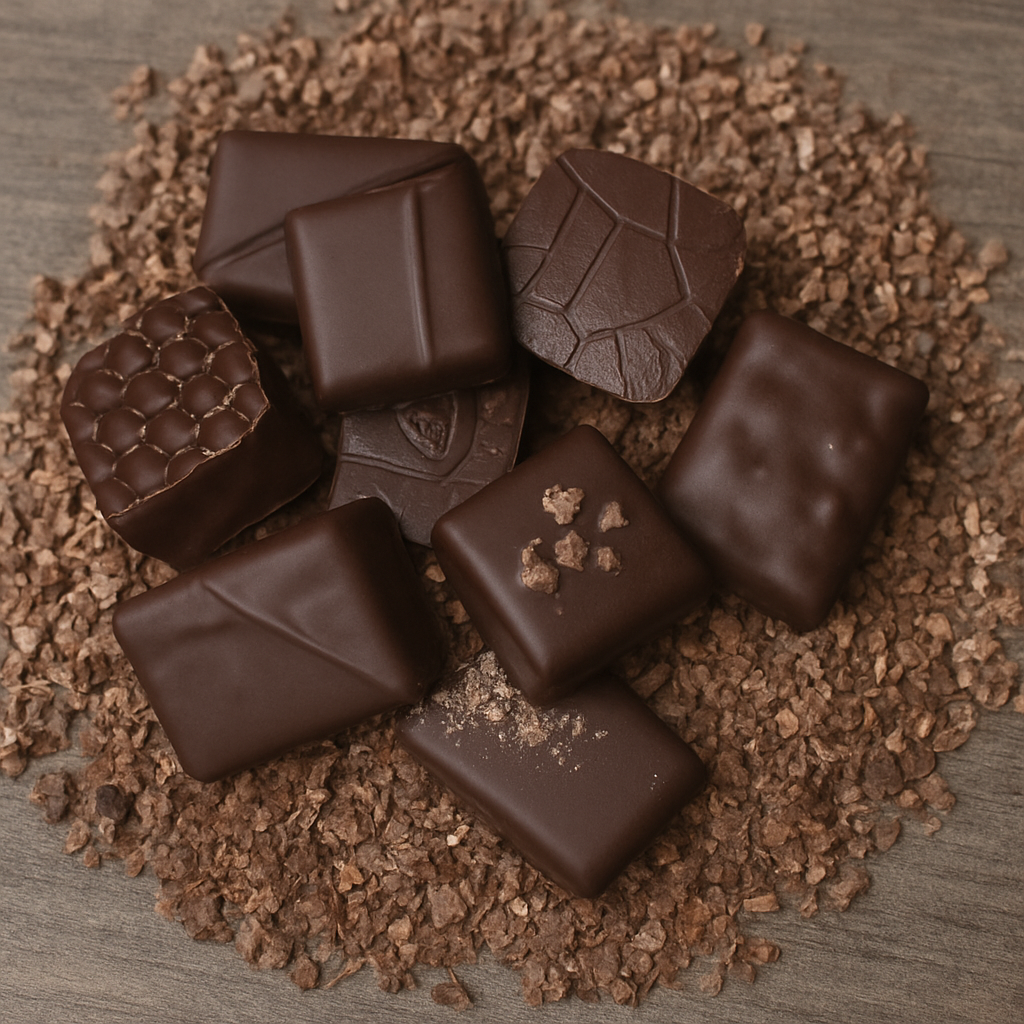 Truffes au chocolat saupoudrées de poudre de cacao.