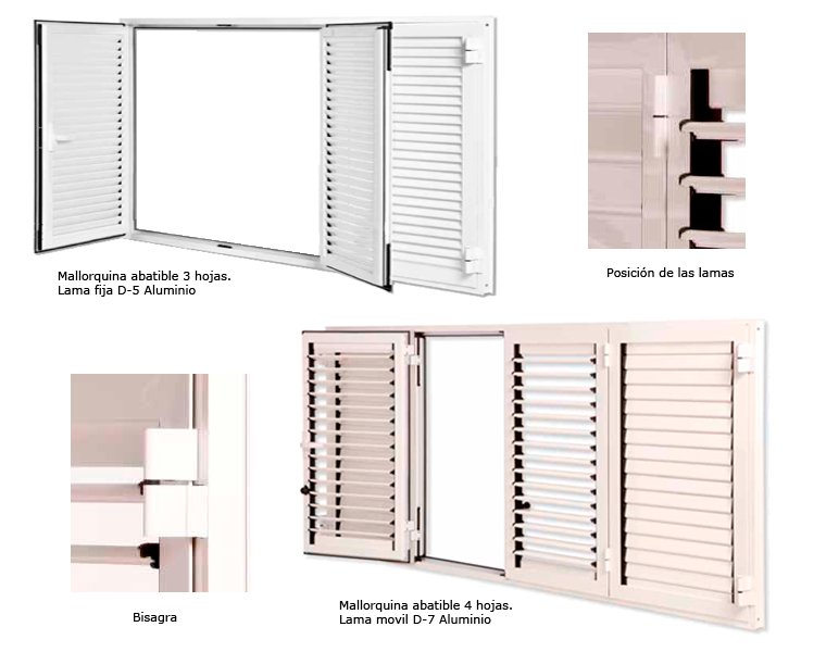 Dos persianas blancas de aluminio con lamas