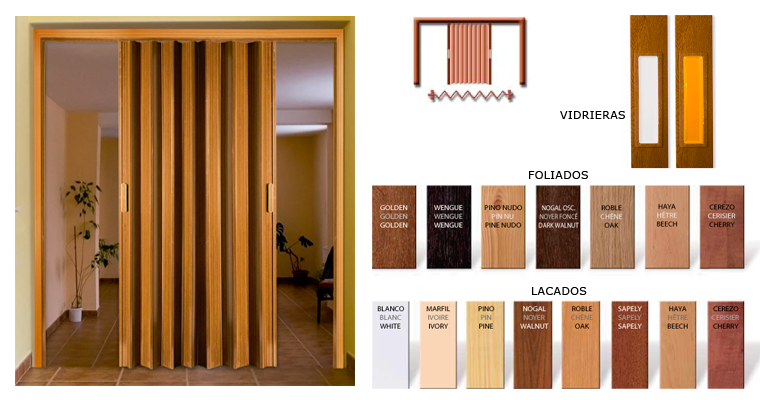 Una puerta plegable de madera instalada en un umbral