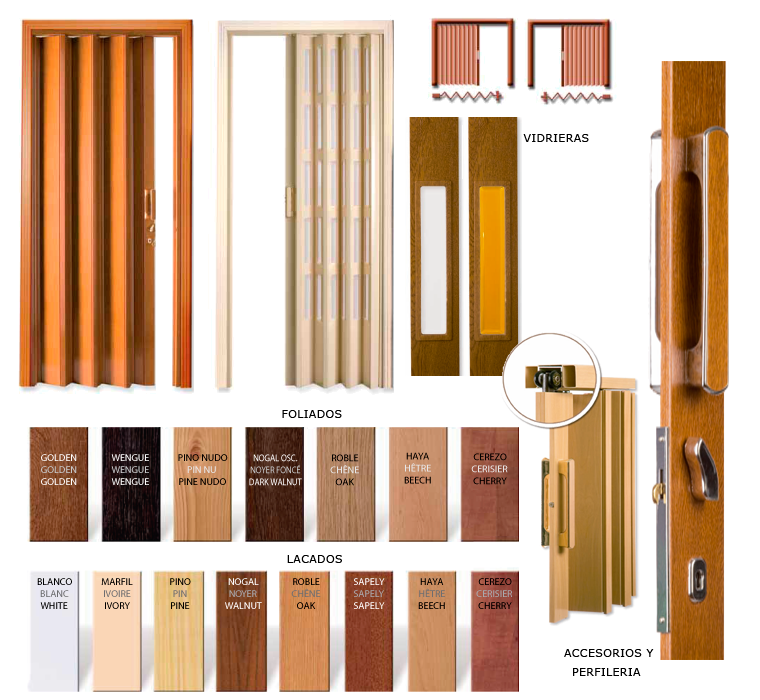 Un catálogo que muestra puertas plegables