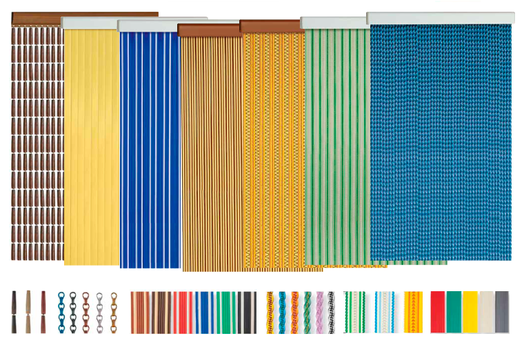 Una muestra de siete cortinas colgantes 