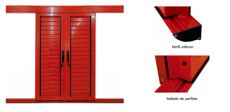 Puertas dobles de color rojo brillante con listones 