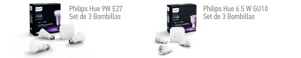 Dos juegos de bombillas inteligentes Philips Hue