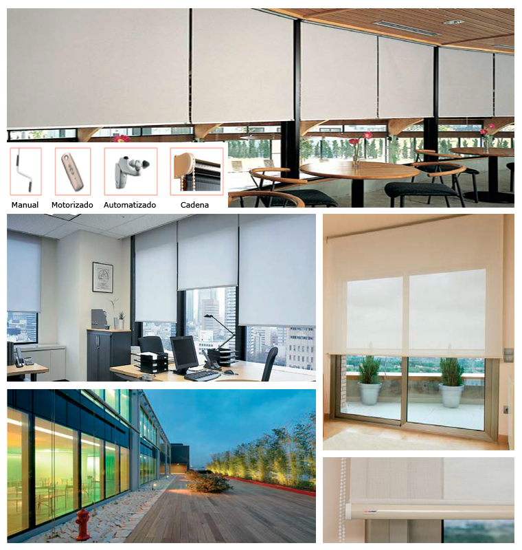 Collage de diversas persianas enrollables modernas 