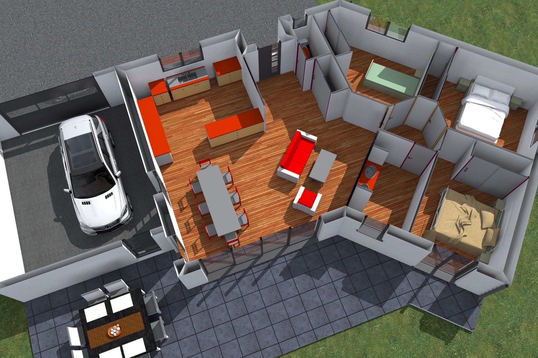 Maquette d'une maison avec toutes les pièces