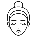 Un dibujo en blanco y negro del rostro de una mujer con los ojos cerrados.